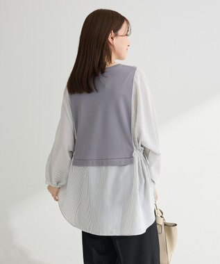 Green Parks 脇リボンドッキングチュニック Stripe Gray