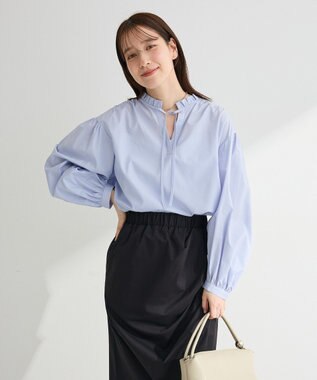 Green Parks ２ｗａｙフリルハイネックブラウス Sax