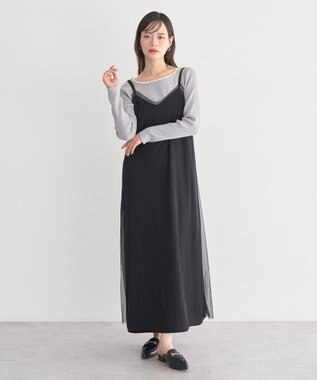 earth music&ecology SET2点チュール＆キャミワンピース Black