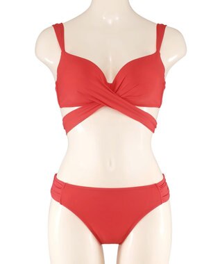 San-ai Resort（三愛水着楽園） WEB限定商品ノンワイヤーなのにぷっくり美胸を作るダブルアップクロスビキニ M1 M2 L1 San-ai Resort（サンアイリゾート） レッド