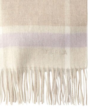 MOONBAT FURLA ウール超大判ブロックチェックラメストール/幅70cm ベージュ