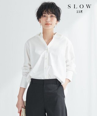 【SLOW】Soft Wash Shirting ベーシック シャツ, ホワイト系, 38