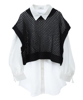 earth music&ecology ＳＥＴ２点メッシュベスト＋シャツ