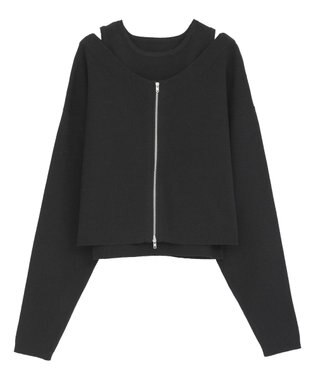 Green Parks SET2点Zipニットカーディガン+アメスリタンク Black