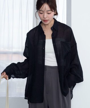 WEGO 【2026年春夏新作】シアーシャツ ブラック