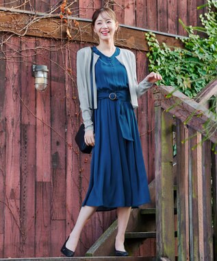 Tiaclasse 【洗える】長袖サマーニットカーディガン ライトグレー