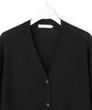 ICB L フライスリーブ Vネックカーディガン ブラック