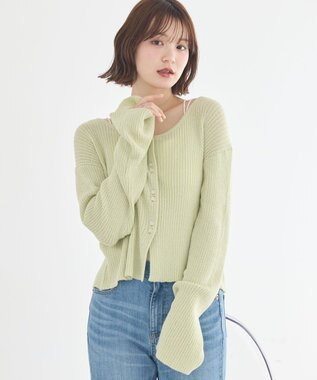 earth music&ecology 【予約】リブクロップドカーディガン ミント