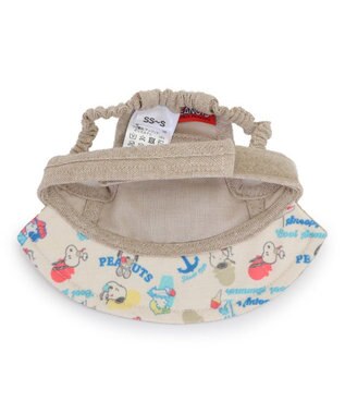 PET PARADISE スヌーピー リネン帽子  《アイス柄》 ＳＭ～Ｍ / Ｌ 中型犬 大型犬 ベージュ