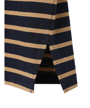 earth music&ecology スクエアボーダープルオーバー Navy