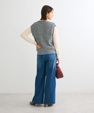 Green Parks シルバーボタンクルーネックベスト Gray Mixture