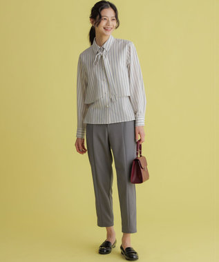 組曲 ニューリヨセルシャーティングマルチWAY ブラウス ベージュストライプ系1