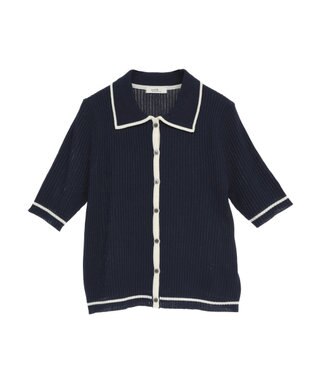 earth music&ecology 【予約】リブニットカーディガン ネイビー