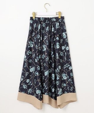 ANY SIS 【洗える】スカーフデザインプリント スカート ネイビーベース