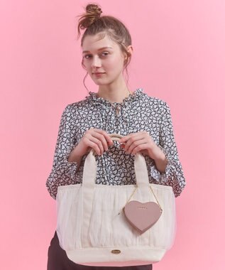 TOCCA GATHER TULLE TOTE キャンバストート アイボリー系