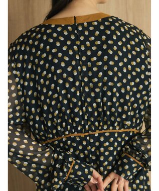 Green Parks armonia．ドットプリントパイピングワンピース Black