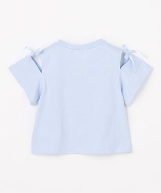 ANY KIDS 【洗濯機可能】肩あき ロゴ刺繍Tシャツ サックスブルー