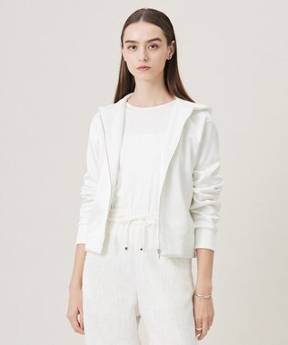 【洗える】サテンボンディング ジップアップパーカー