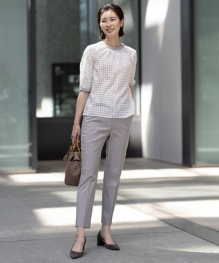 J.PRESS LADIES S 【洗える】ジオメトリックプリント ブラウス オフ系