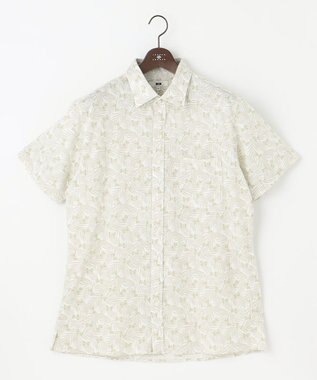 JOSEPH ABBOUD 【キングサイズ・リネン素材/清涼感/吸水速乾】リネンハニカムプリント 半袖 シャツ ホワイト系6