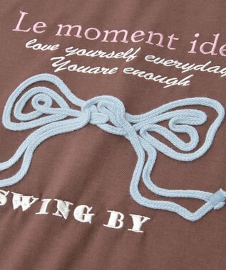 Green Parks ・ｓｗｉｎｇ　ｂｙ　リボンモチーフコード刺繍ＴＥＥ Brown