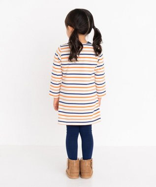MIKI HOUSE HOT BISCUITS 【80-120cm】 ボーダー柄 長袖ワンピース オレンジ