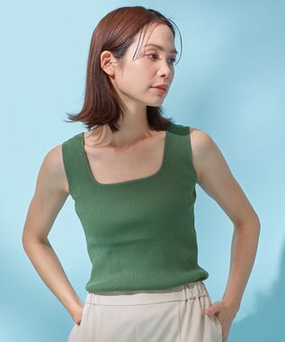 ANY 【洗濯機可能】タンクトップリブニット リーフグリーン