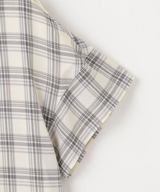 J.PRESS LADIES シアーストライプチェック フレンチスリーブ バンドカラー カットソー ホワイト系3