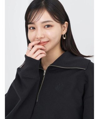 earth music&ecology ハーフＺＩＰスウェット Black