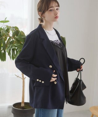 WEGO 【ANGIE VINTAGE】リネンライクジャケット ネイビー