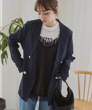WEGO 【ANGIE VINTAGE】リネンライクジャケット ネイビー