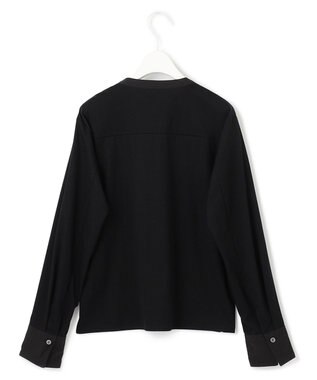 ICB 【洗える】 コンビネーションジャージー ヘンリーネックカットソー ブラック系