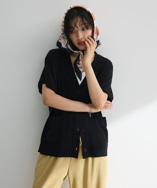 Green Parks フレンチスリーブカーディガン Black