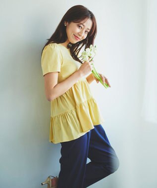 Feroux 【UVケア】ティアードチュニック Tシャツ ライトイエロー系