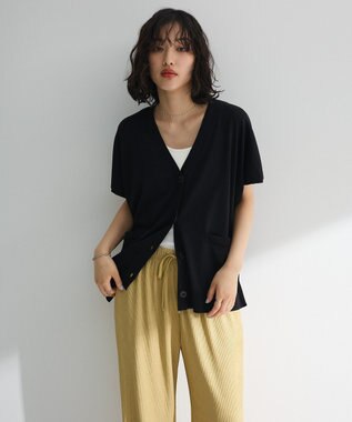 Green Parks フレンチスリーブカーディガン Black
