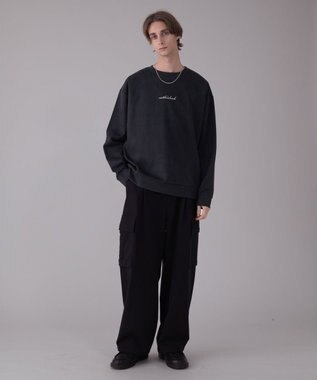 WEGO 【ユニセックス着用ITEM/2点SET/MLサイズ展開】アクセ付きフェイクスウェードプルオーバー ブラック中濃色