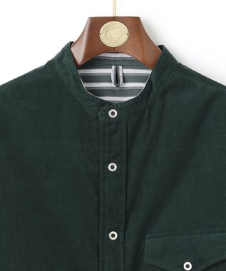 J.PRESS MEN バンドカラーリバーシブル シャツ ダークグリーン系