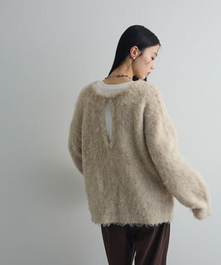 Green Parks 前後２ｗａｙキーネックシャギーニット Beige