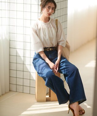 23区 【洗える】クリアトリコットジャージー ギャザーフォルム カットソー ベージュ系