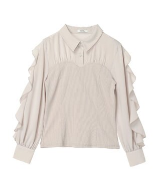 earth music&ecology ドッキングフリルシャツ見えプルオーバー Beige