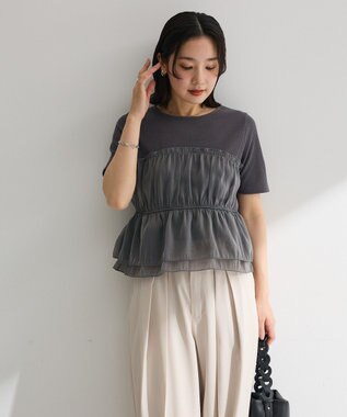 Green Parks オーガンジービスチェドッキング半袖プルオーハ Charcoal Gray