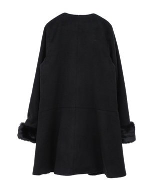 earth music&ecology ファーカフスノーカラーコート ブラック