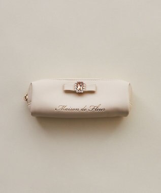Maison de FLEUR パールビジュー合皮リボンロングポーチ Ivory