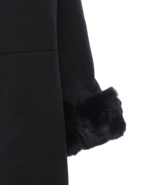 earth music&ecology ファーカフスノーカラーコート ブラック