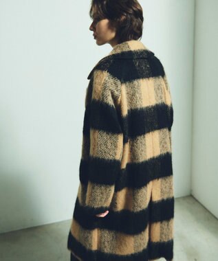 GRACE CONTINENTAL シャギーチェックチェスターコート キャメル