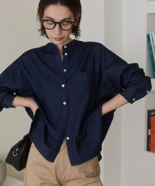 WEGO 【ANGIE VINTAGE】オーバーサイズデニムシャツ ネイビー