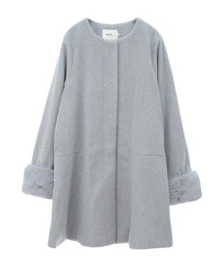 earth music&ecology ファーカフスノーカラーコート ブラック