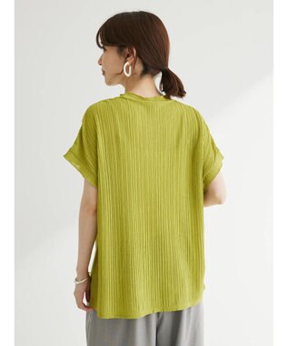 Green Parks プリーツ加工フレンチスリーブカットプルオーバー Lime Green