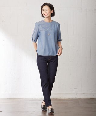 J.PRESS LADIES 【洗える】BASIC STRETCH DENIM スキニー パンツ ネイビー系