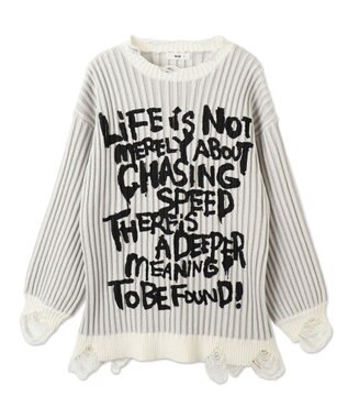 WEGO クラッシュリブBIGニットプルオーバー オフホワイト